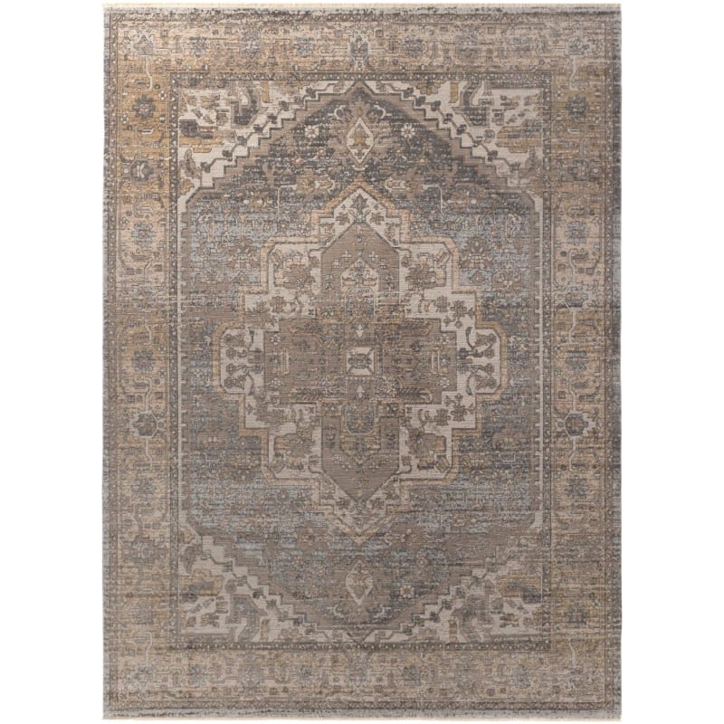 Tapete Albin Medallón en Gris y Oro