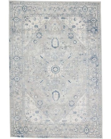 Tapete Confort Medallón Central en Gris y Azul