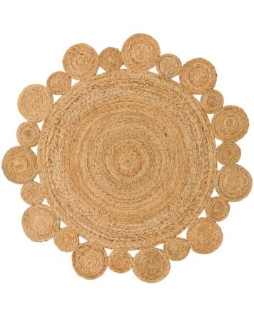 Tapete de Yute Redondo de Bolas y Bolitas